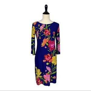 Ronni Nicole Blue Multicolor Floral Dress
